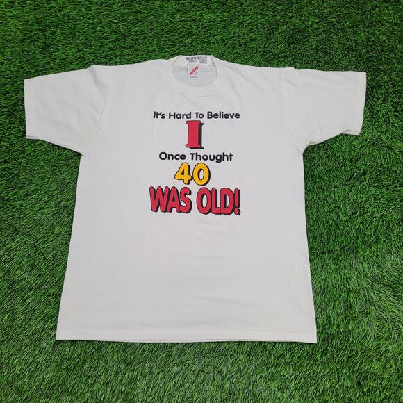 VTG 90s "40 Was Old" T-Shirt Mens L Single Stitch USA Made Gag Gift - Picture 1 of 12